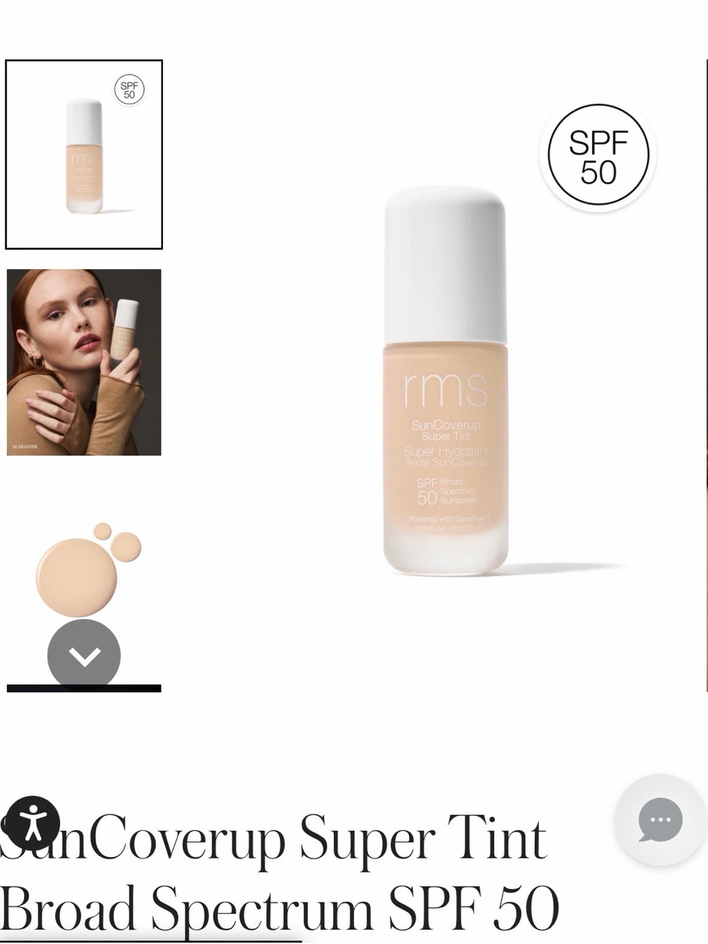 rms SunCoverup Super Tint SPF 50 - Light Beige